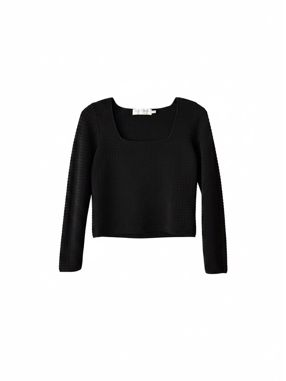 Proenza Schouler White Label Quilted Knit Square Neck Long Sleeve Top  Medium